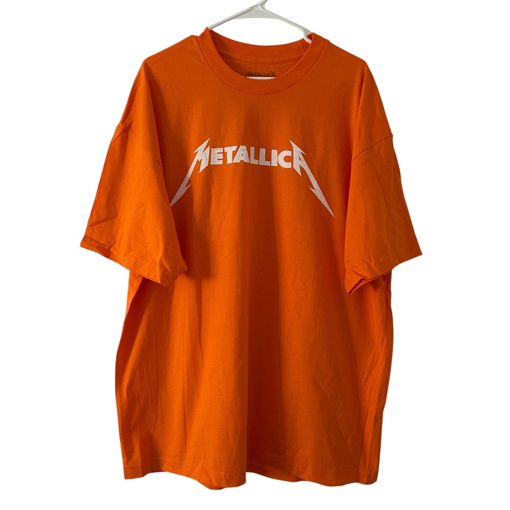 Metallica Men's Metallic Logo Orange Graphic Band Cotton T-Shirt 2XL XXL NWOT